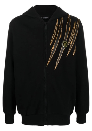 Plein Sport scratch-print zipped hoodie - Black