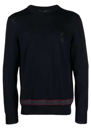 Billionaire LS logo-embroidered wool-silk jumper - Blue