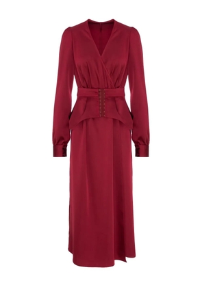 Murmur short-sleeve V-neck long dress - Red