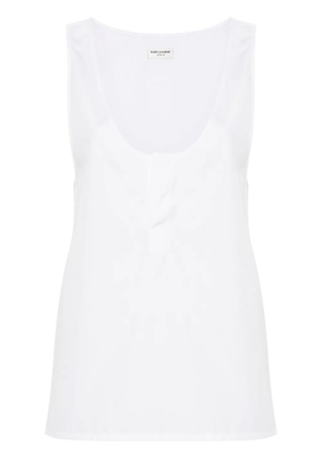 Saint Laurent semi-sheer henley tank top - White