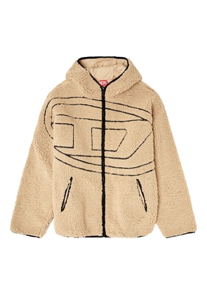 Diesel logo-detail teddy hoodie - Neutrals