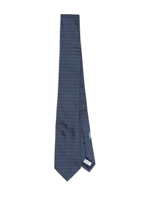 Ferragamo Gancini-print silk tie - Blue