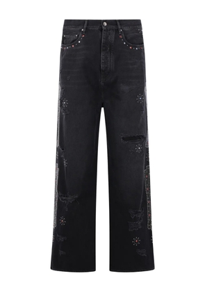 AMIRI studded ripped wide-leg jeans - Black