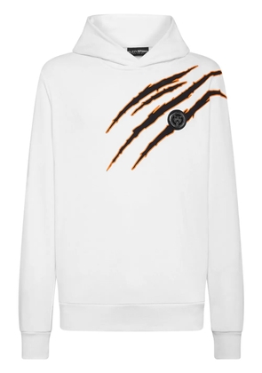 Plein Sport logo-print cotton blend hoodie - White