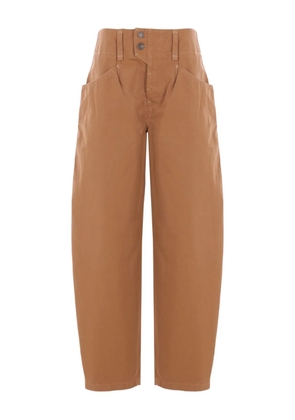 ISABEL MARANT button-fastening cotton trousers - Brown