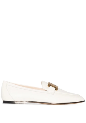 Tod's Kate gold-chain leather loafers - White