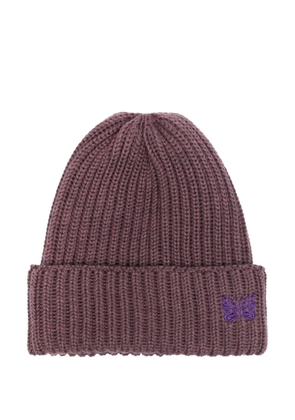 Needles logo-embroidered beanie - Purple