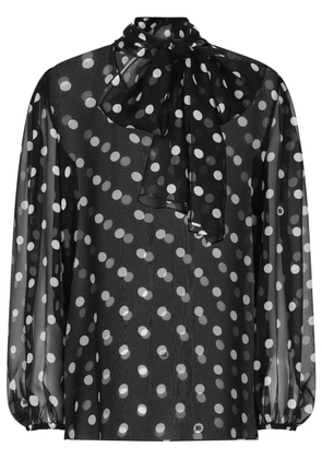 Dolce & Gabbana polka-dot print pussy-bow shirt - Black