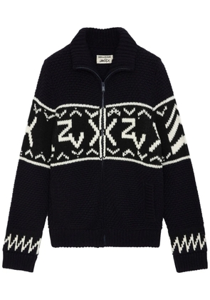 Zadig&Voltaire Christophe intarsia-knit logo cardigan - Black