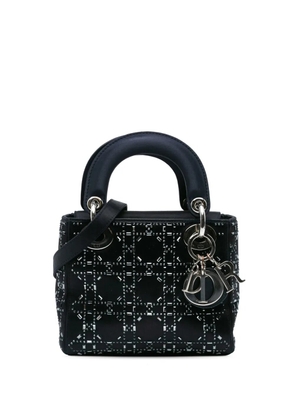 Christian Dior Pre-Owned 2016 Mini Satin Cannage Strass Crystal Embellished Lady Dior satchel - Black