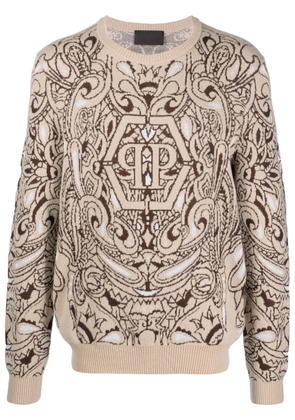 Philipp Plein paisley-print cashmere-silk jumper - Neutrals