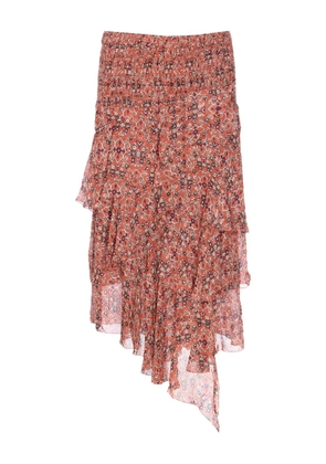 MARANT ÉTOILE patterned ruffled midi skirt - Red