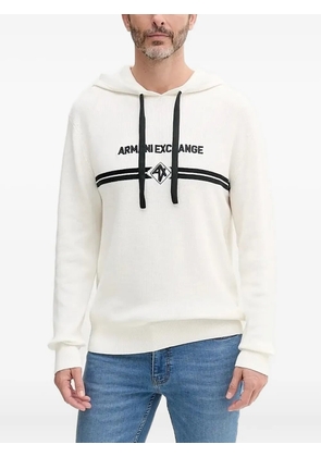 Armani Exchange logo-embroidered hooded sweater - White