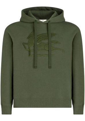 ETRO logo-embroidered cotton hoodie - Green