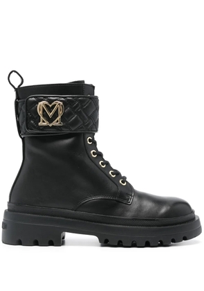 Love Moschino leather combat boots - Black