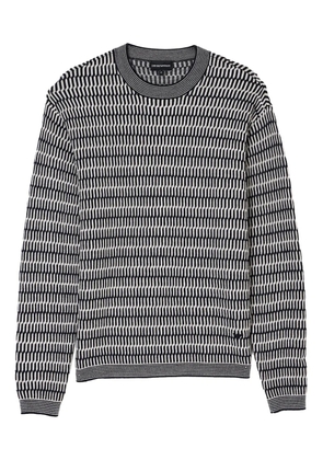 Emporio Armani geometric-pattern wool sweater - Black