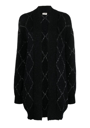 Saint Laurent metallic-threading cardi-coat - Black