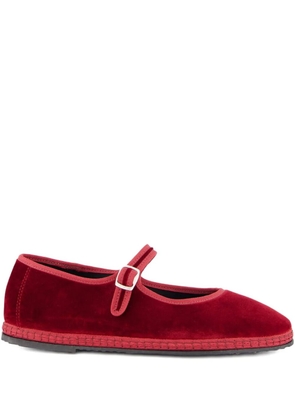 PIEDATERRE velvet mary jane flats - Red