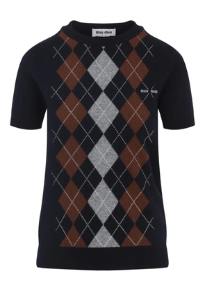 Miu Miu argyle-pattern short-sleeve top - Blue
