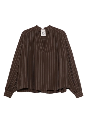 Semicouture pinstriped gathered top - Brown