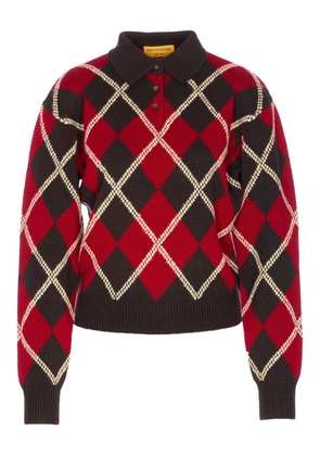Guest In Residence diamond-pattern polo sweater - Brown