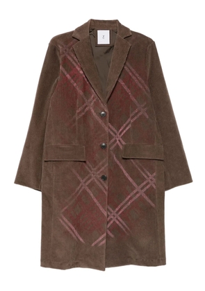 Why Ci checked corduroy coat - Brown
