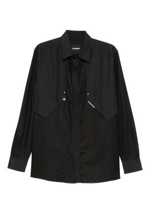LES HOMMES panelled shirt - Black
