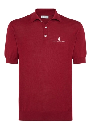 Brunello Cucinelli logo-print polo shirt - Red