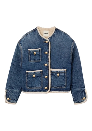 SANDRO shearling-trimmed denim jacket - Blue
