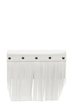 Comme Des Garçons Wallet stud-embellished fringed leather wallet - White