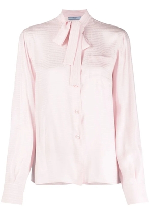 Prada pussy-bow silk jacquard blouse - Pink