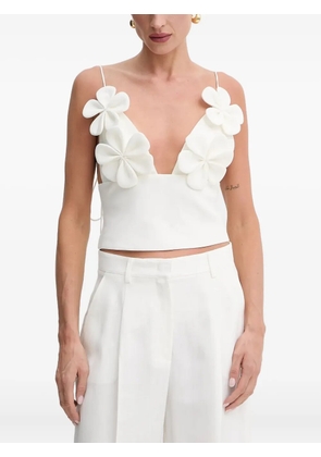 Bardot flower-applique top - White