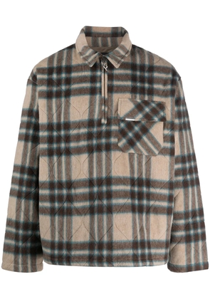 Represent checked quilted shirt jacket - Neutrals