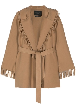 Balenciaga fringed-edge hooded cardi-coat - Neutrals