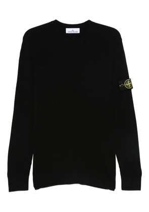 Stone Island ribbed-knit logo-patch sweater - Black