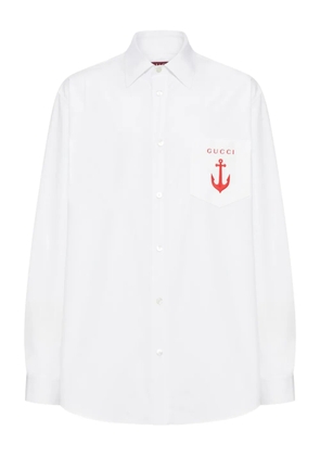 Gucci anchor-embroidered cotton shirt - White
