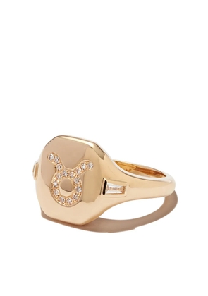 SHAY 18K yellow gold taurus diamond signet ring