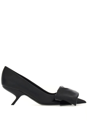 Ferragamo 105mm oversized-bow leather pumps - Black