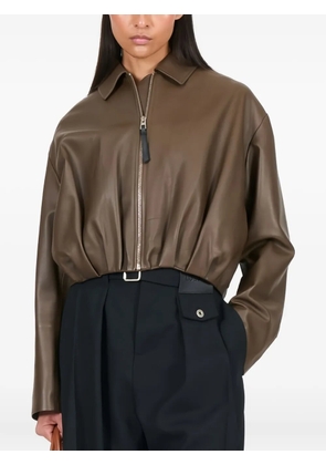 LOEWE draped zip-front leather jacket - Green