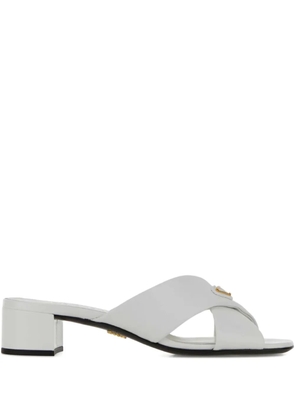 Prada criss-cross leather mules - White