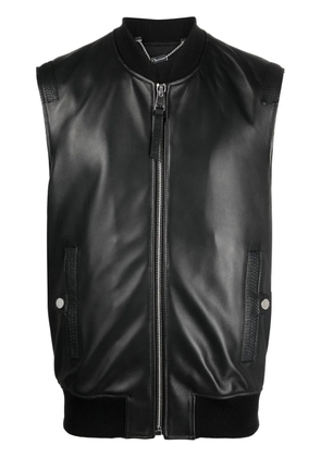 Billionaire embroidered leather vest - Black