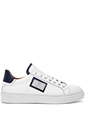 Billionaire logo-plaque leather sneakers - White
