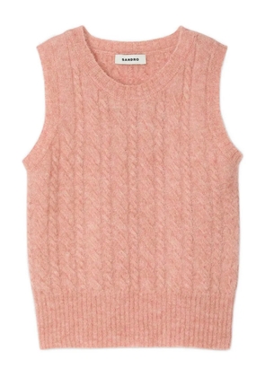SANDRO cable-knit sleeveless vest - Pink