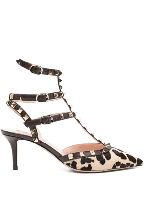Valentino Garavani 70mm stud-embellished leopard-print pumps - Neutrals