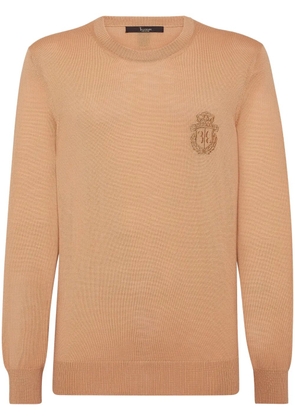 Billionaire logo-embroidered wool jumper - Neutrals