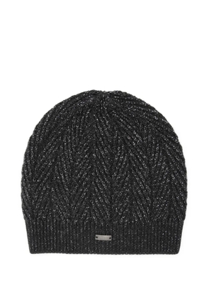 Herno herringbone plaque beanie - Grey