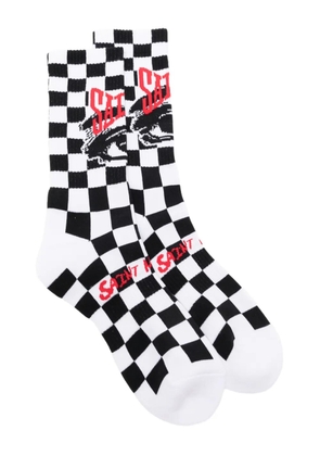 SAINT MXXXXXX checkerboard-intarsia socks - White