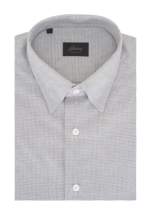 Brioni houndstooth-pattern shirt - Grey