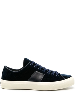 TOM FORD Cambridge crocodile-effect leather sneakers - Blue