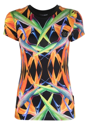 Plein Sport floral-print short-sleeved cotton T-shirt - Black